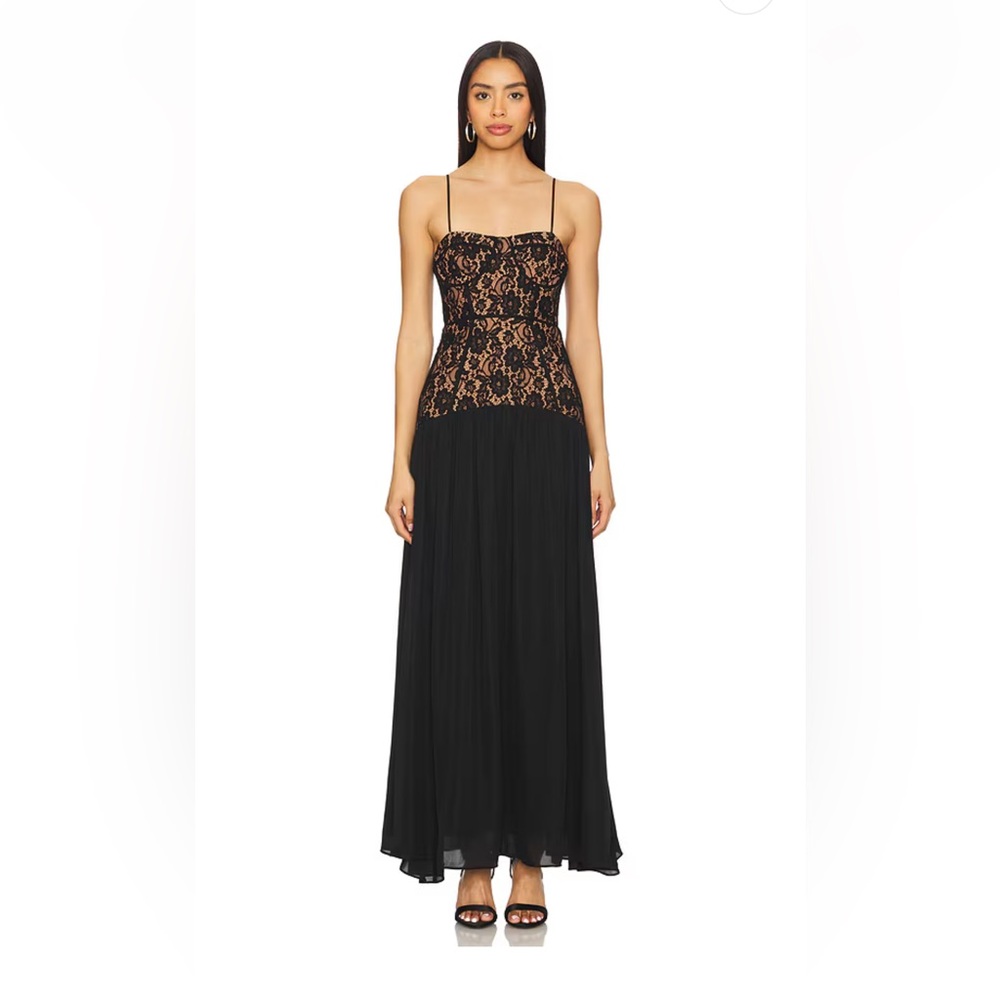 CAMI NYC Corsica Corset Dress in Black lace gown maxi‎ dress size 8 NWT